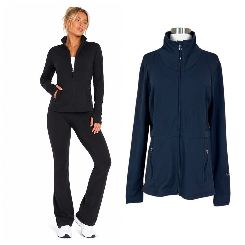 Calia | Black Slim Zip Up Jacket Lightweight Stretch Active Workout Jacket XL